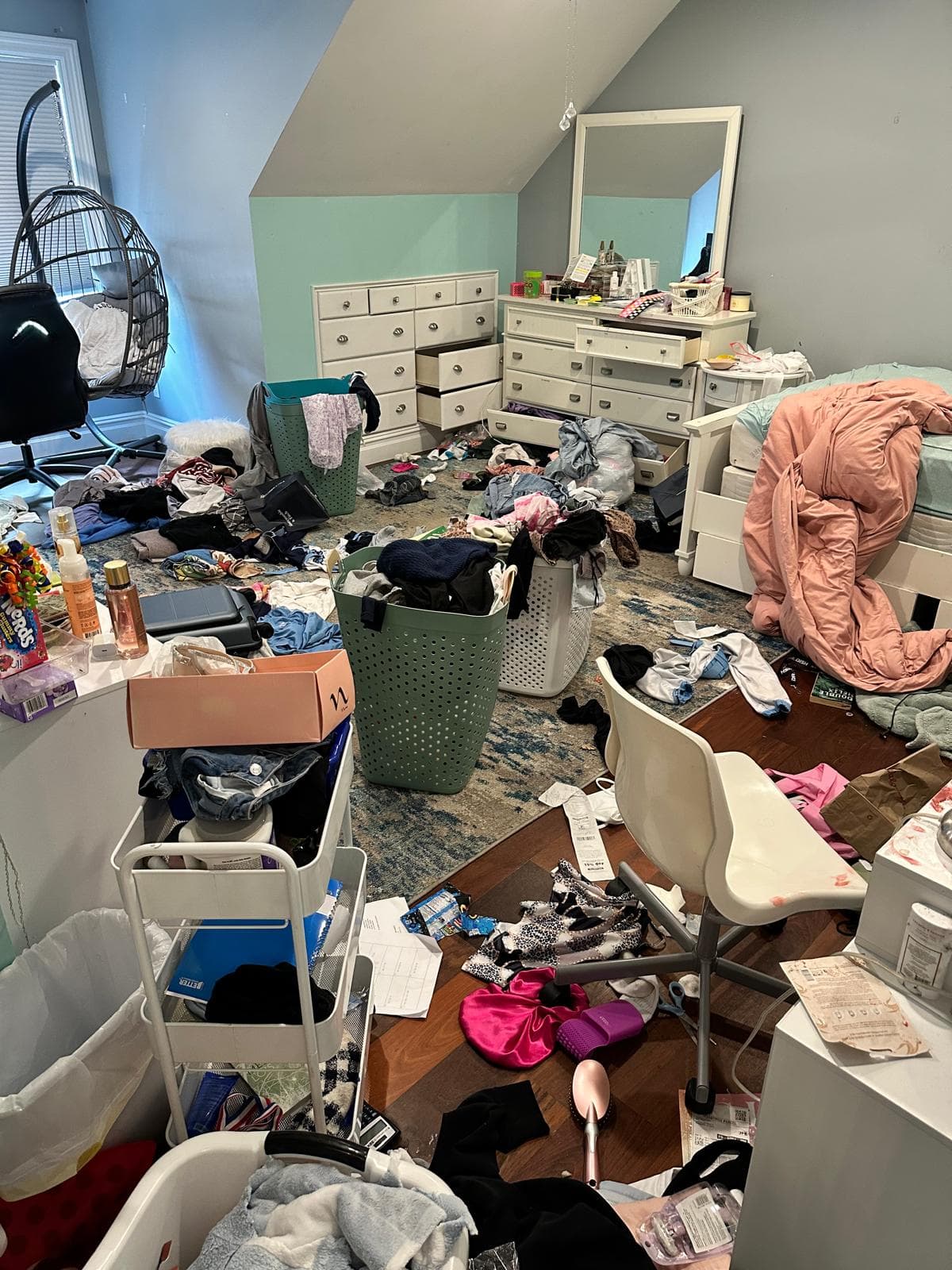 Before: Room before and after cleaning