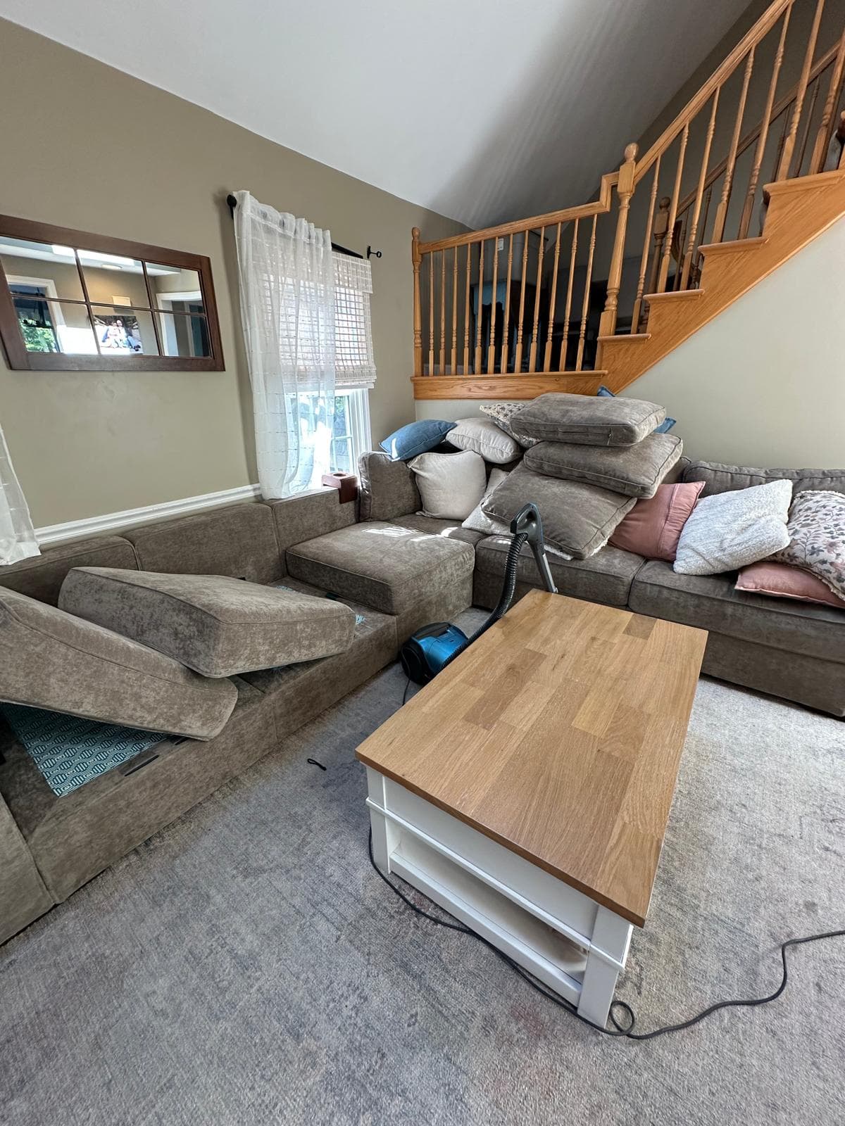 Before: Living room before and after cleaning