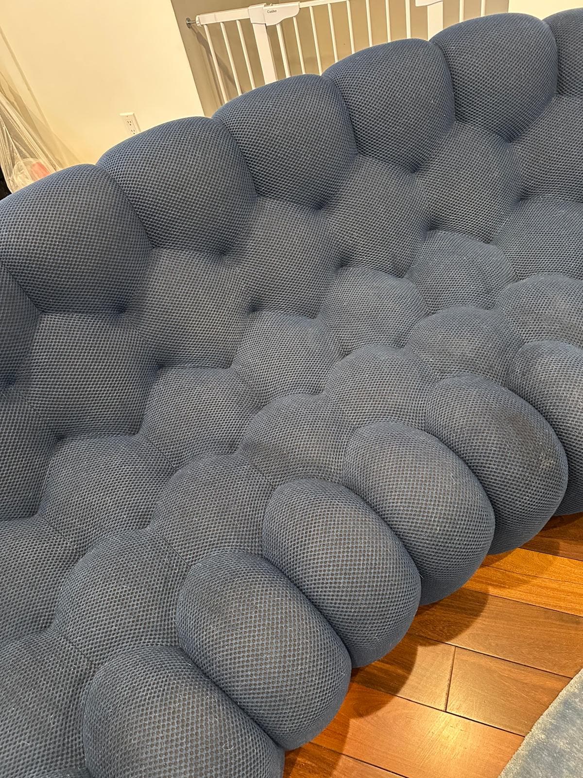 After: Sofa before and after cleaning